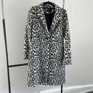 Rachel Zoe Black White Animal Print Coat